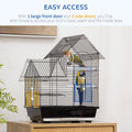 PawHut Small Bird Cage with Swing & Two Perches – Black, 47cm – Style: A