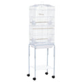 Wheeled Bird Cage with Stand & Storage Shelf – White, 157cm