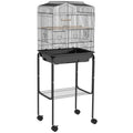 Wheeled Bird Cage with Stand, Tray & Storage Shelf – Black