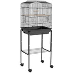 Wheeled Bird Cage with Stand, Tray & Storage Shelf – Black