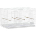 Bird Cage with Divider, Perches & Feeders – White, 76cm