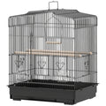 Large Metal Bird Cage with Perches, Bowls & Swing – Black