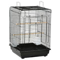 Steel Bird Cage with Stand, Opening Top & Feed Bowls – Black