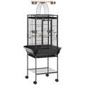 Bird Cage with Open Play Top, Wheels & Storage Shelf – Dark Grey, 156cm