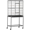 Large Bird Cage with Stand, Storage Shelf & Wooden Perch – 81 × 48 × 162.5cm