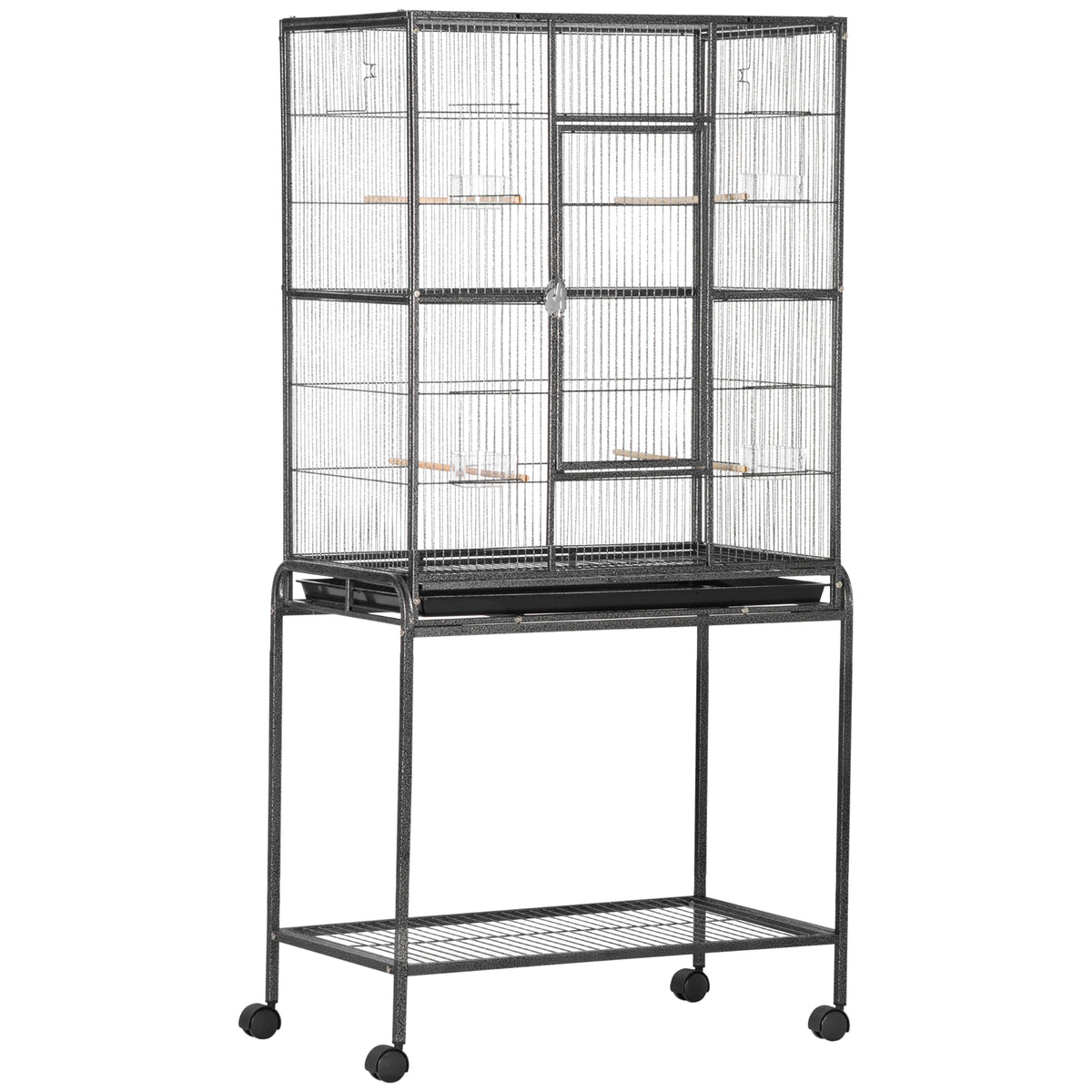 Large Bird Cage with Stand, Storage Shelf & Wooden Perch – 81 × 48 × 162.5cm