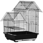 Metal Bird Cage with Feed Containers, Swing & Tray – 39 × 33 × 47cm