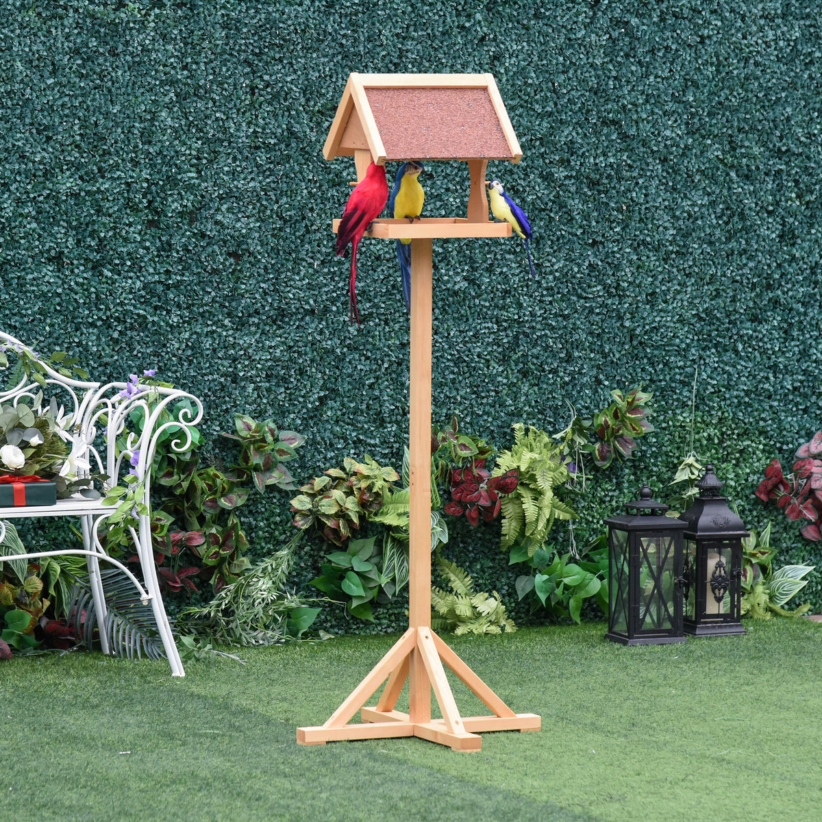 Freestanding Wooden Bird Table – 55 × 55 × 144cm