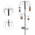 Garden Bird Feeding Station with 6 Hooks & 4 Feeders – Black