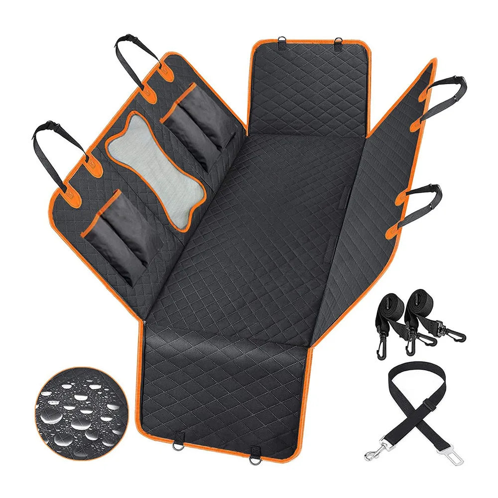 Rear-Seat Pet Cover with Mesh Window & Door Flaps – Black, 137 × 150cm – Colour: black