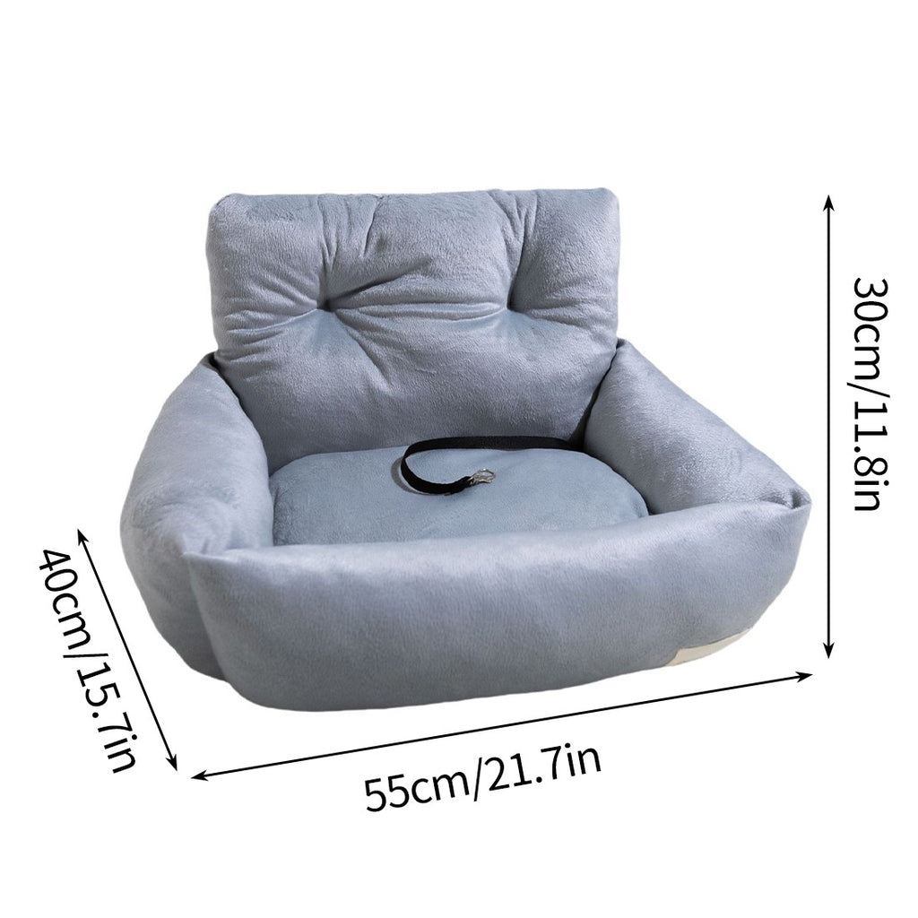 Plush Dog Car Booster Seat – Grey – Style: A