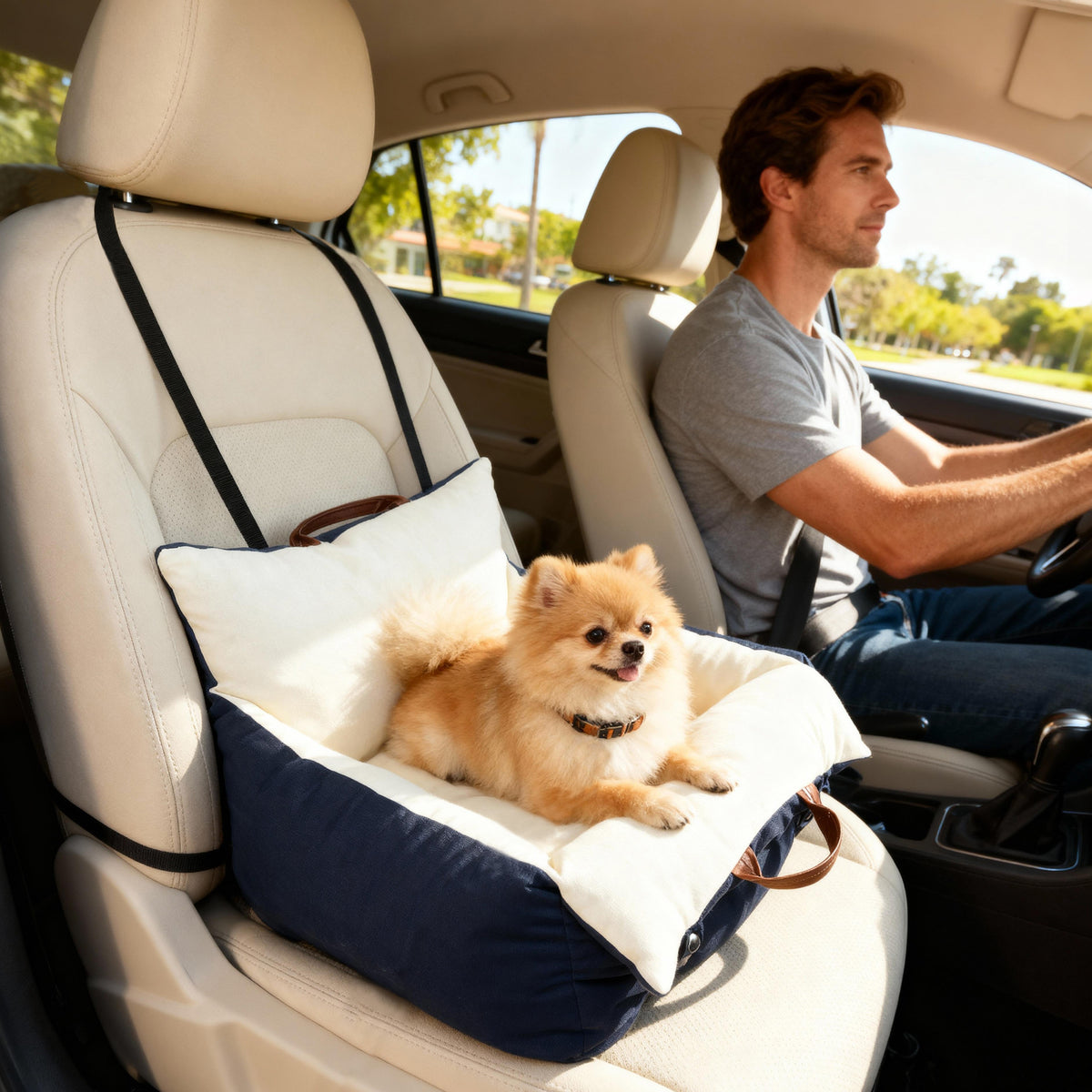 PawHut Pet Car Booster Seat – Navy Blue – Variant: A