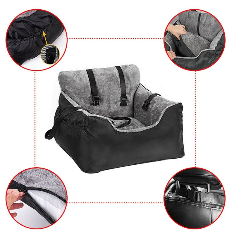 Padded Dog Car Booster Seat Bed with Washable Cover – Medium – Style: A