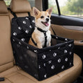 Folding Pet Car Booster Seat with Tether – Black Paw Print – Colour: As Shown
