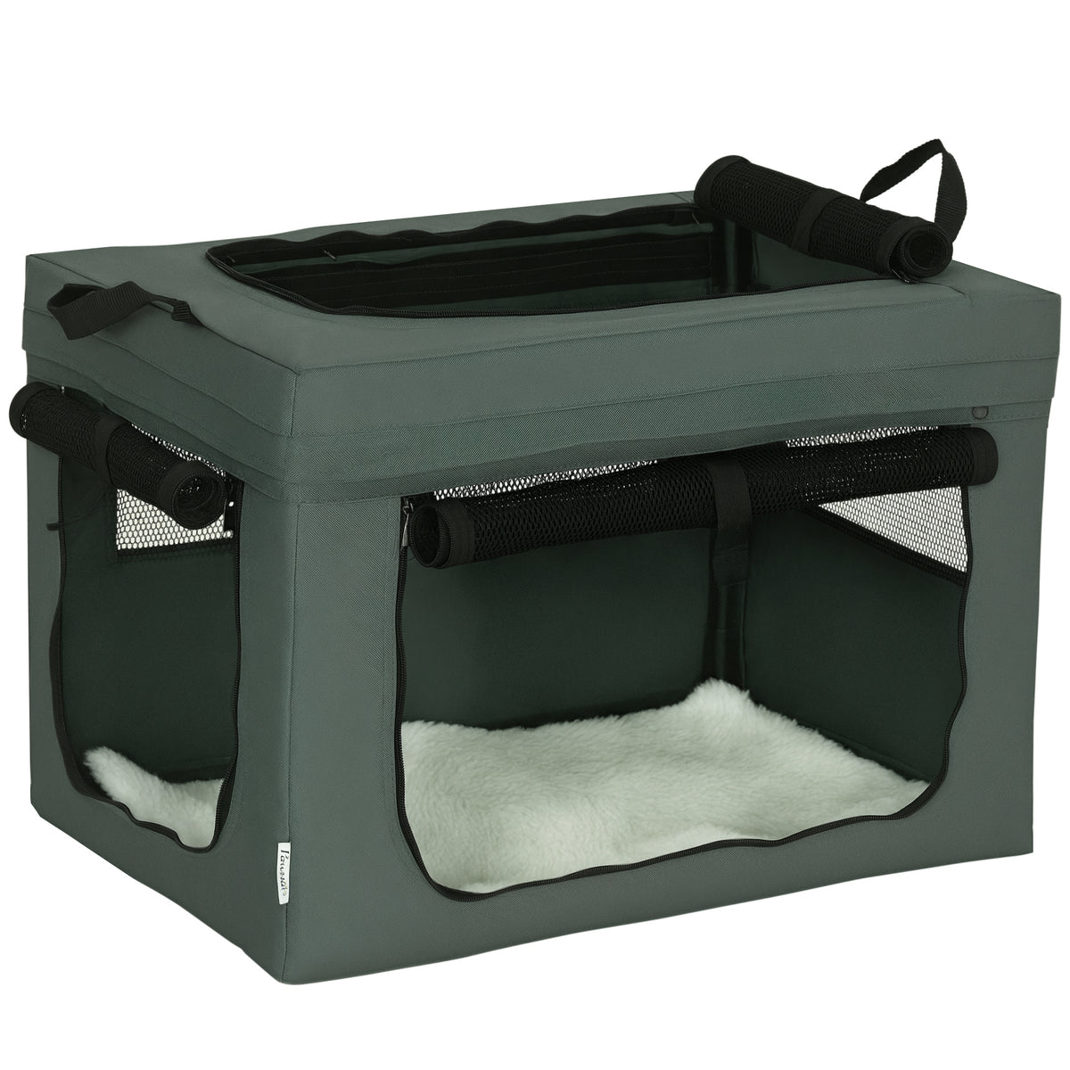 Pet Carrier with Cushion for Miniature Dogs – Grey, 60cm