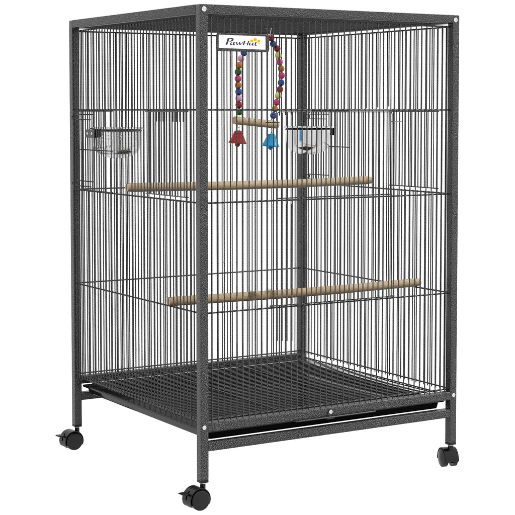 Bird Cage with Rolling Stand for Small Birds – Grey