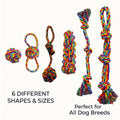 Braided Cotton Rope Dog Toy Set – 6 Pieces – Style: A