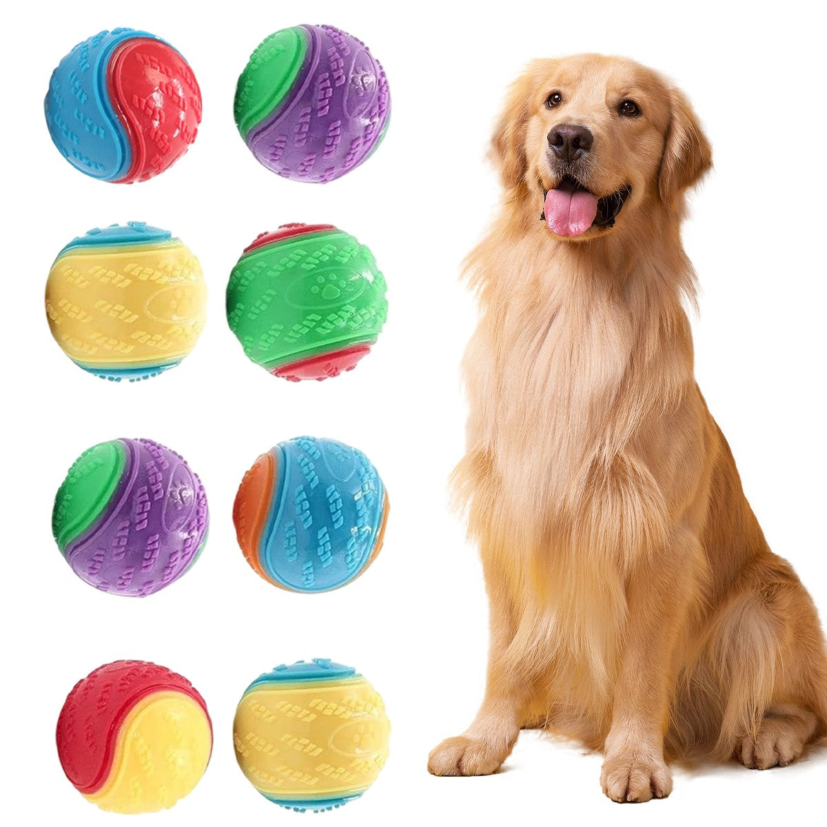 Squeaky Dog Ball Set – 8 Pieces