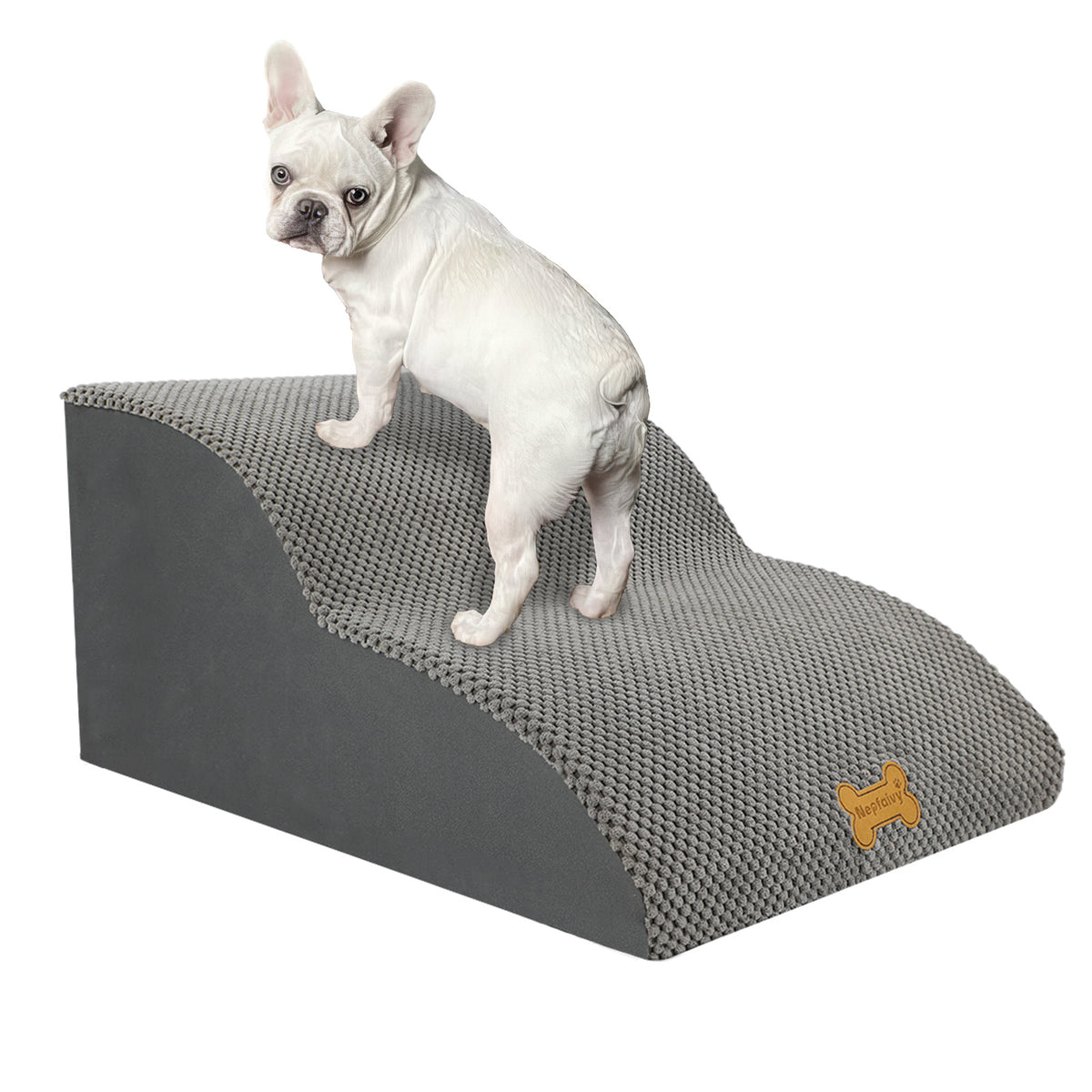 Nepfaivy Foam Pet Stairs with Removable Corduroy Cover – Configuration: 2stepsGrey