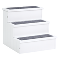 Three-Step Wooden Pet Stairs with Storage – White