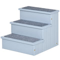 Three-Step Wooden Pet Stairs with Storage – Grey