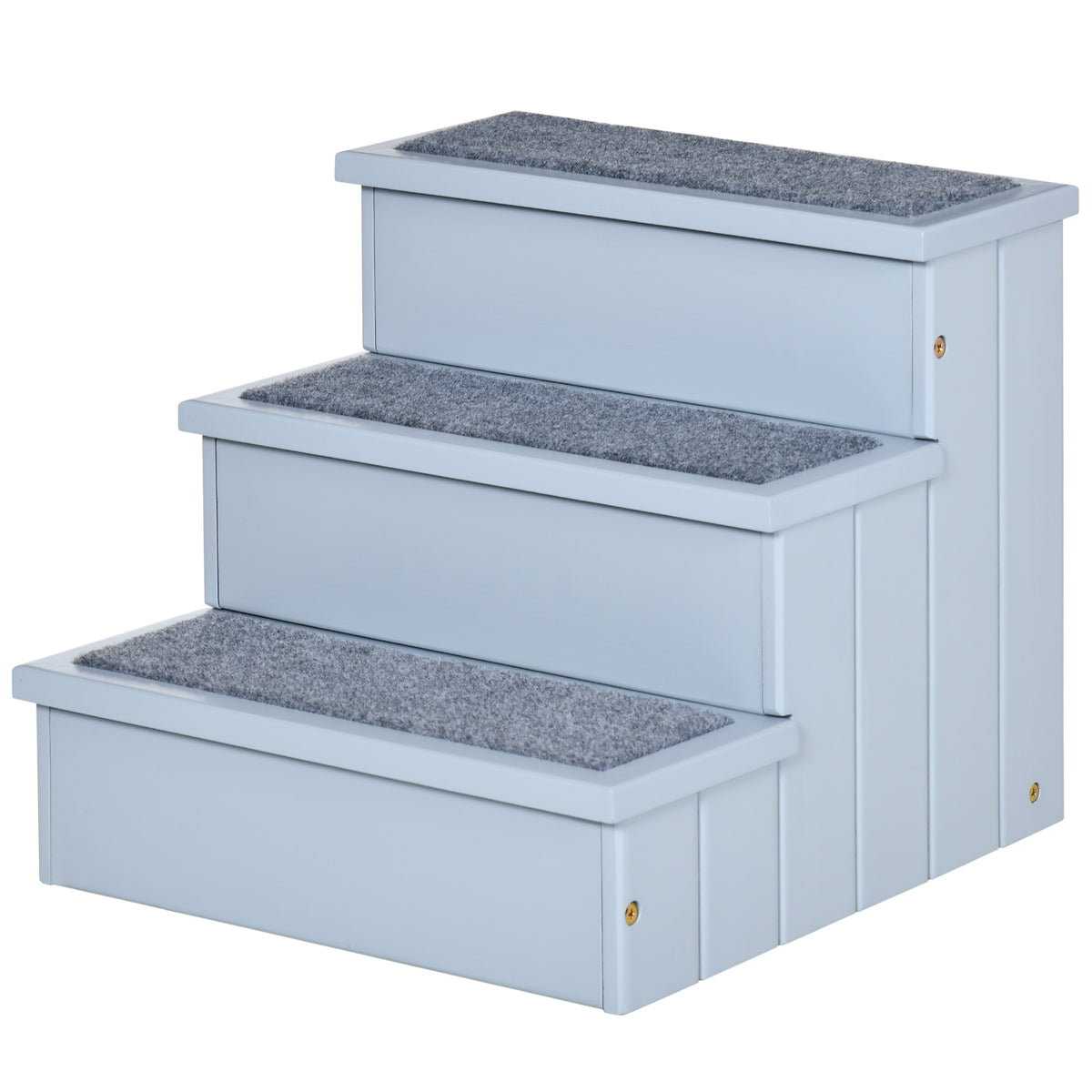 Three-Step Wooden Pet Stairs with Storage – Grey