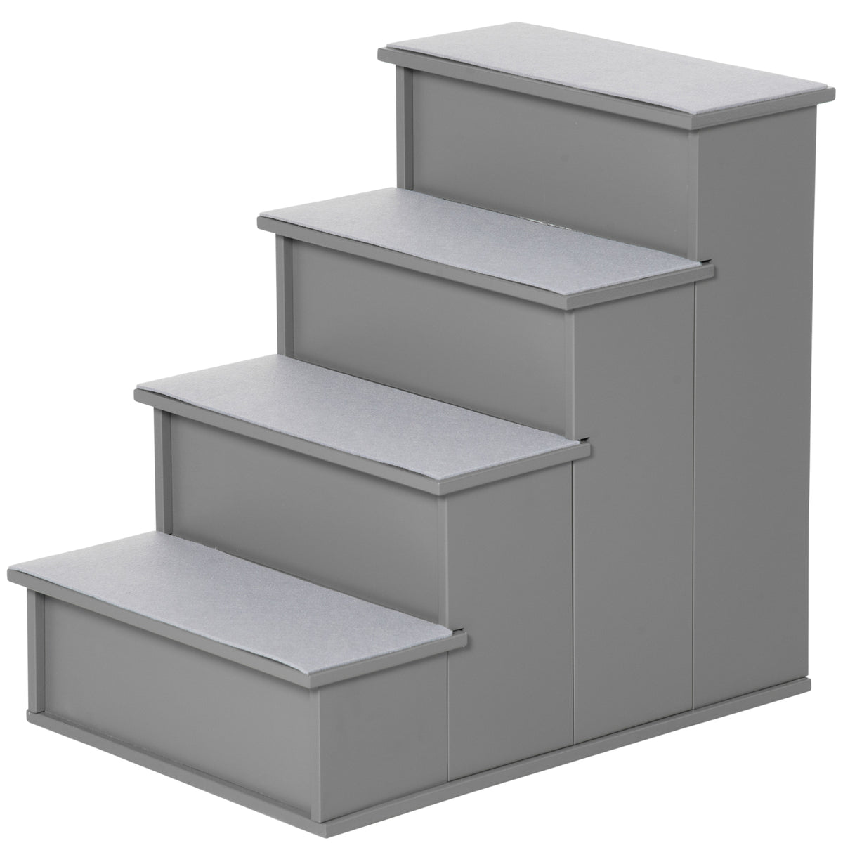 Four-Step Wooden Pet Stairs with Non-Slip Carpet – Grey, 40 × 59 × 54.2cm