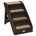 Folding Four-Step Pet Stairs with Non-Slip Mats – Brown, 62 × 38 × 49.5cm