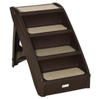 Folding Four-Step Pet Stairs with Non-Slip Mats – Brown, 62 × 38 × 49.5cm