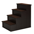 Four-Step Wooden Pet Stairs with Non-Slip Carpet – Dark Brown, 40 × 59 × 54.2cm