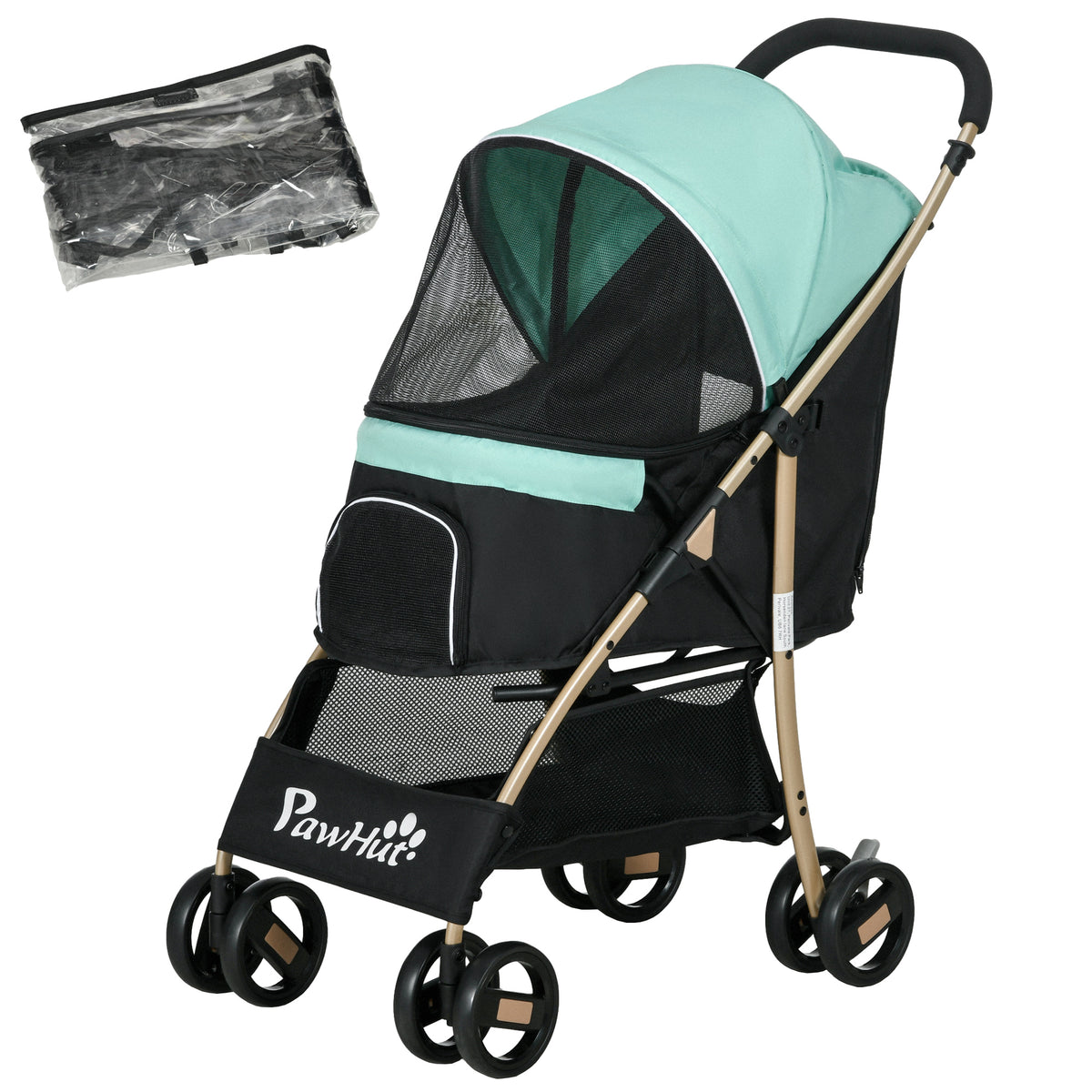 Small Dog Stroller with Rain Cover – Green