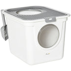 PawHut Enclosed Cat Litter Box with Scoop – White – Style: A