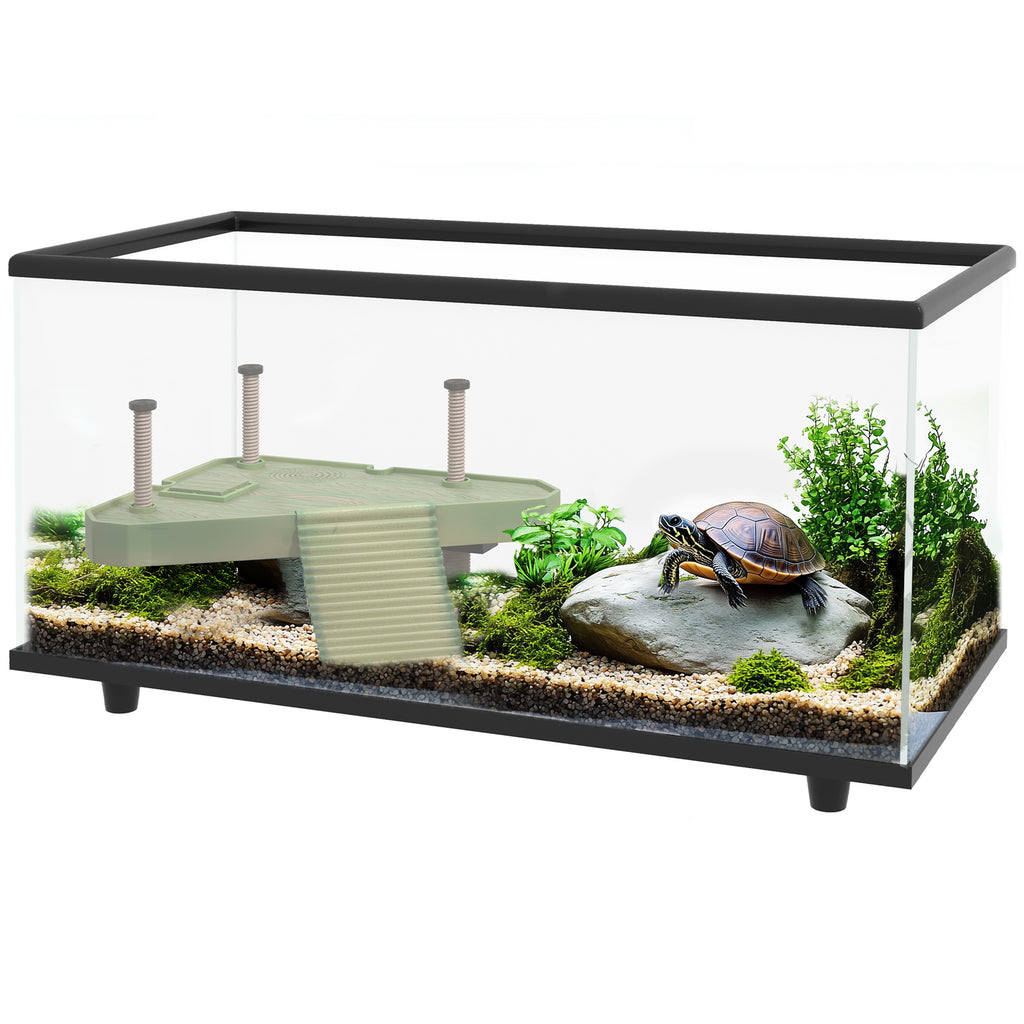 Glass Turtle Tank with Basking Platform & Thermometer – 50L