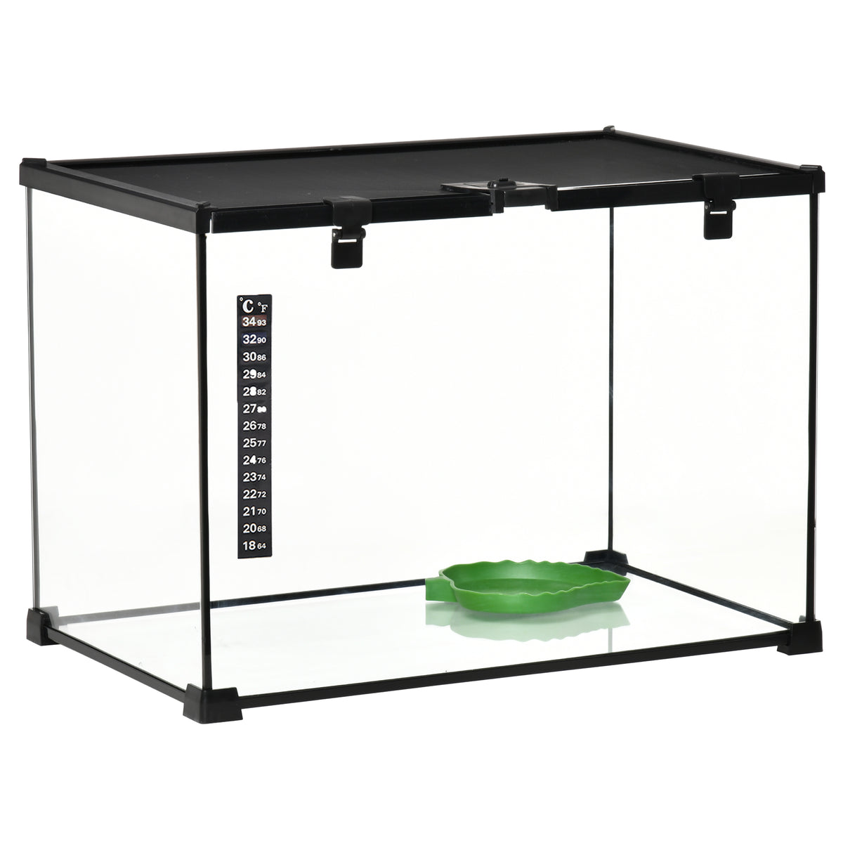 Glass Reptile Terrarium with Thermometer – Large, 50 × 30 × 35cm