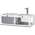 Wooden Tortoise House with Lamp Holder, Clear Windows & Tray – Light Grey