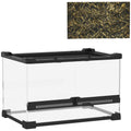 Glass Reptile Terrarium with Stone Background & Front Ventilation – Black, 30 × 20 × 20cm