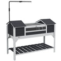 Wooden Tortoise Enclosure with Adjustable Lamp Holder, Opening Lid & Storage Shelf – Grey