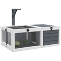 Wooden Tortoise Table with Lamp Holder & Pull-Out Trays – Grey