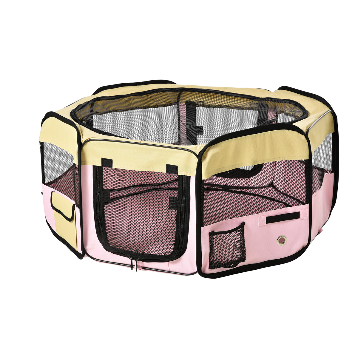 Foldable Fabric Pet Playpen with Carry Bag – Pink, 90 × 41cm – Style: A