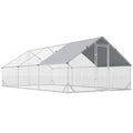 Walk-In Galvanised Chicken Run with Cover – Silver, 6 × 3 × 2m
