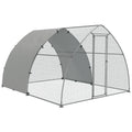 Galvanised Outdoor Chicken Coop with Cover – Silver Tone, 3 × 3.8 × 2.2m