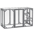 Outdoor Wooden Cat House with Three Platforms & Water-Resistant Roof – Grey, 71in