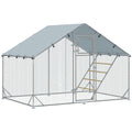 Walk-In Chicken Run with Cover, Feeding Door, Hanging Feeder & Perch