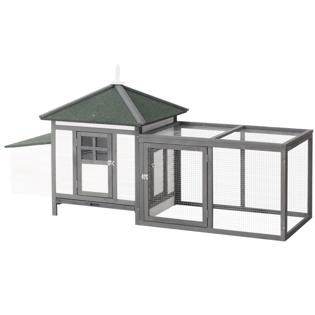 Wooden Chicken Coop with Nesting Box & Outdoor Run