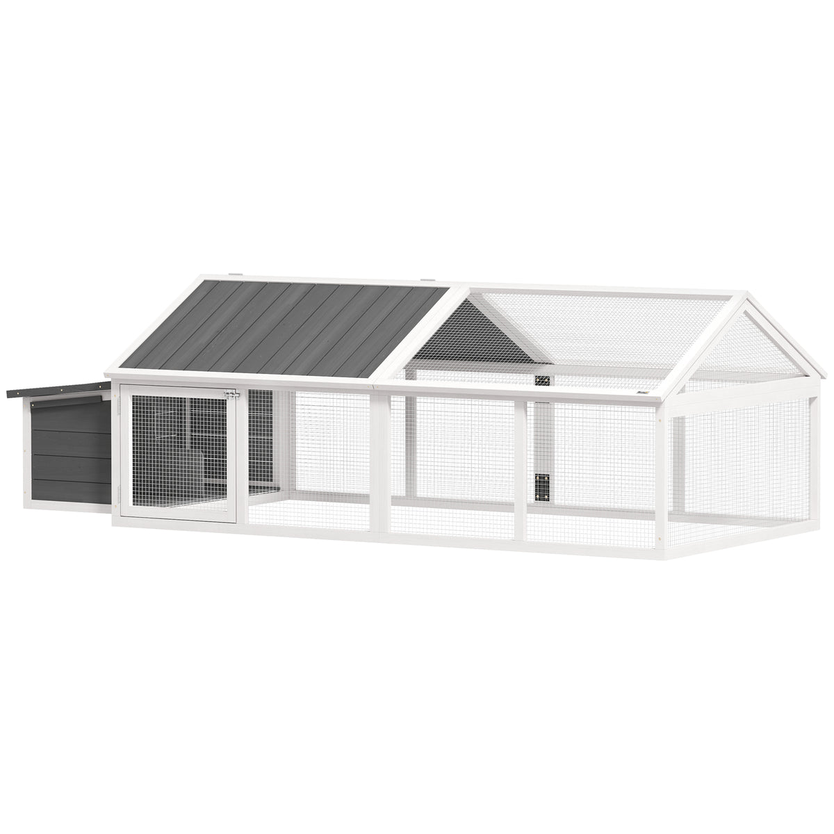 Wooden Chicken Coop with Nesting Box & Opening Roof – White