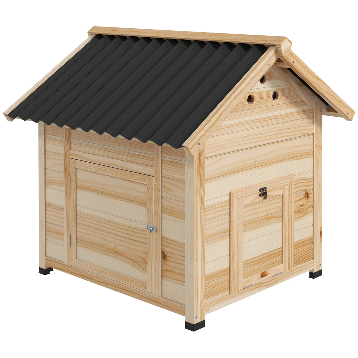 Wooden Duck House with Double Doors, Opening Roof & Removable Base – Natural