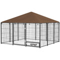 Outdoor Dog Kennel & Playpen with Canopy & Rotating Bowl – 211 × 141 × 151cm
