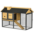 Outdoor Rabbit Hutch with Run, Removable Tray & Asphalt Roof – 120 × 55.5 × 80cm
