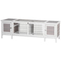 Rabbit Hutch & Run with Removable Tray – Grey