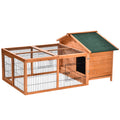 Wooden Rabbit & Guinea Pig Hutch with Run & Opening Roof – 146 × 95 × 69cm
